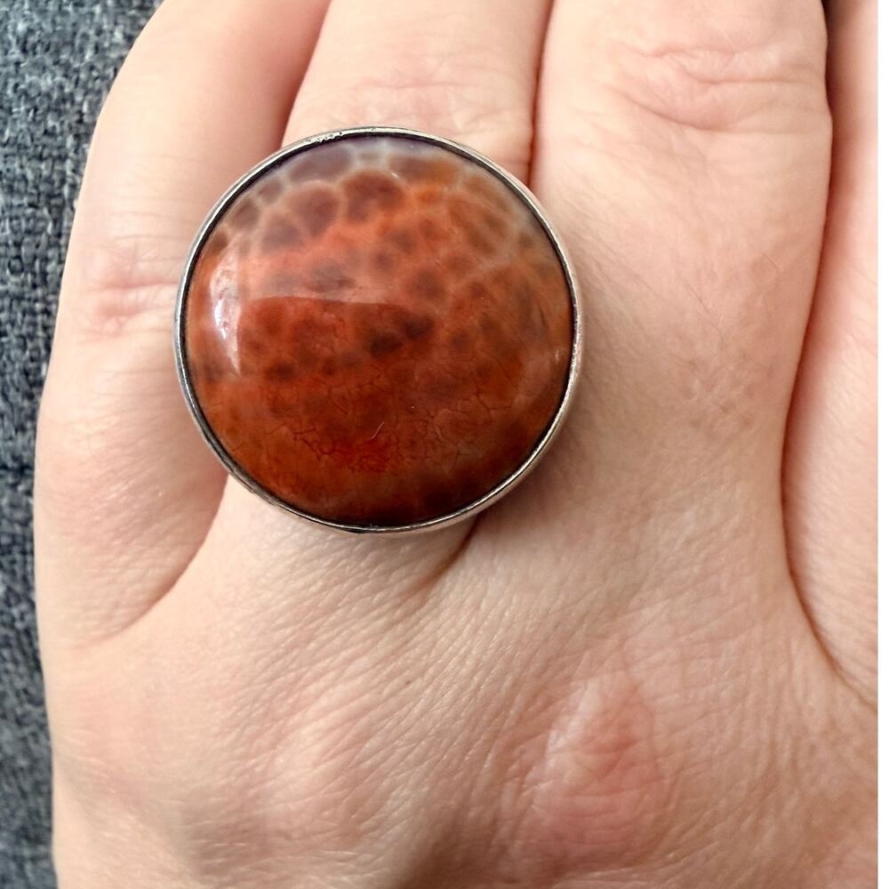 Charles Albert Fine Sterling Silver Jasper Statement Ring – Adjustable